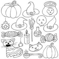 Halloween design elements in hand draw style vector