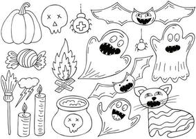 Halloween design elements in hand draw style vector