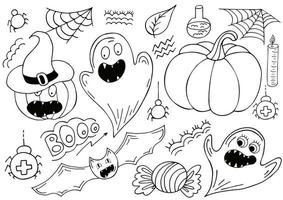 Halloween design elements in hand draw style vector