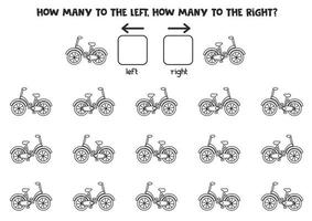 Left or right with black and white bicycle. Logical worksheet vector