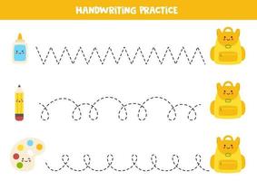 Tracing lines with cute backpack vector