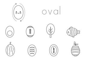 Learning oval shape for children. Basic 2d shapes. vector