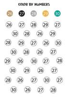 Color numbers according to the example. Math game for children. vector