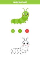 Color cute cartoon caterpillar. Worksheet for kids. vector