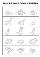 Find the biggest dinosaur in each row. vector