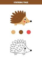 Color cartoon hedgehog. Worksheet for kids. vector