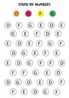 letras de colores del alfabeto de acuerdo con el ejemplo. juego de matematicas vector