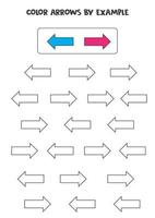 flechas de color según el ejemplo. juego de matemáticas para niños. vector