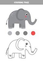 Color cute cartoon elephant. Worksheet for kids. vector