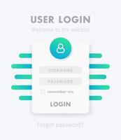 User Login window design, page vector template