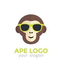 ape, monkey in sunglasses logo template vector