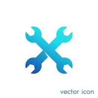 crossed wrenches icon, tools, repair service vector pictogram on white