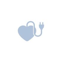 heart with electric plug icon vector