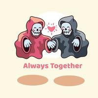 Twin Skull With Love Illustration vector