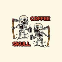 Skull With a Coffee vector