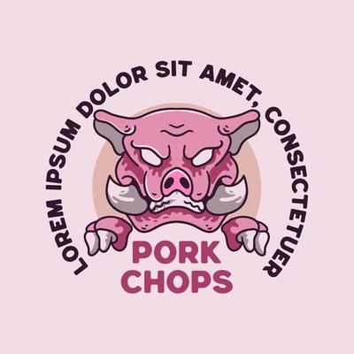 Pork illustration vintage style character for tshirts