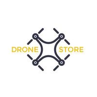 Drone store vector logo with quadrocopter