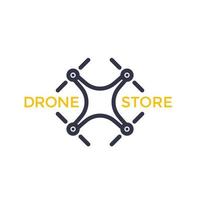 Drone store vector logo with quadrocopter