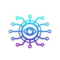 Machine vision, computer visual recognition system icon vector