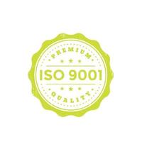 ISO 9001 vintage badge, green on white vector