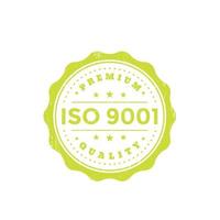 Insignia vintage iso 9001, verde sobre blanco vector