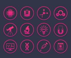 Science, research icons set vector