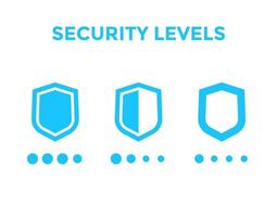 security levels icons with shields vector