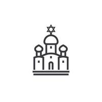 icono de línea de sinagoga en blanco vector