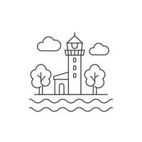 lighthouse line icon on white vector