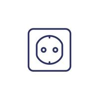 power outlet with type F socket, vector line icon