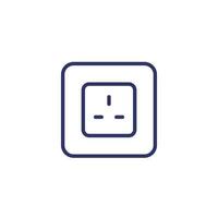 power outlet with type G socket, vector line icon