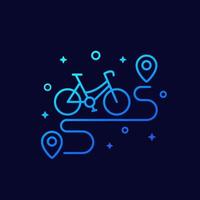 icono lineal de bicicleta y ruta vector