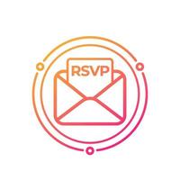 RSVP icon with envelope, vector art