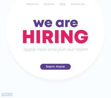 We are hiring banner design, recruiting website, vector