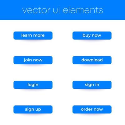 buttons for web and apps, vector ui elements