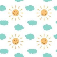 Sun and Cloud Seamless Pattern vector