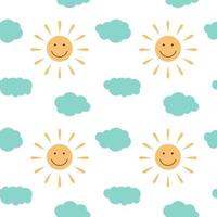 Sun and Cloud Seamless Pattern vector