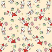 Seamless Santa claus cats and reindeer cats pattern vector