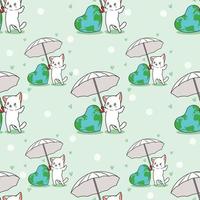 Seamless cat loves the world pattern vector