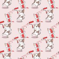 Seamless pattern cat are painting vector