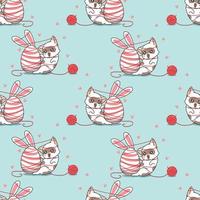 Seamless pattern bunny cat with Easter day cartoon vector