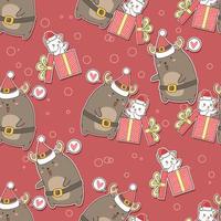 Seamless pattern cat is in box for Christmas day vector