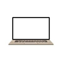 Computadora portátil de maqueta plana 3d con pantalla blanca y teclado vector