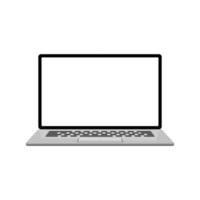 Computadora portátil de maqueta plana 3d con pantalla blanca y teclado vector
