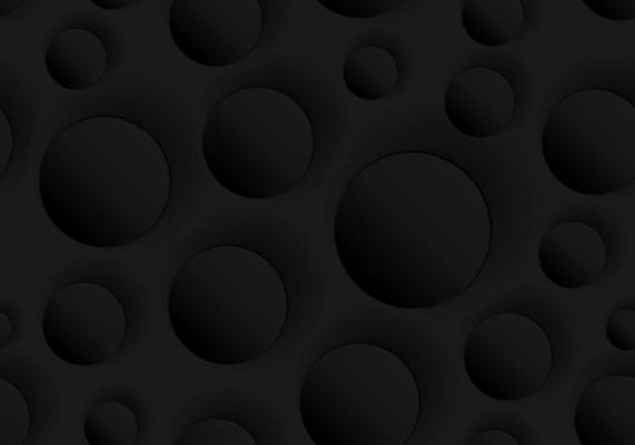 3D black circles embossed seamless pattern on dark background texture