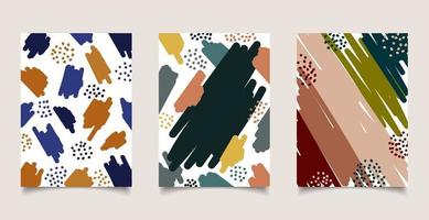 Set brochure abstract aesthetic hand drawn brush pattern background vector