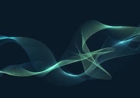 Abstract green blue wave wavy lines particles technology background vector