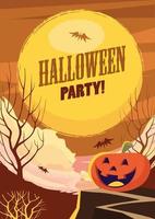 Halloween party flyer with pumpkins vector