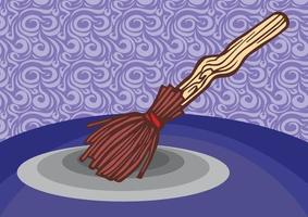 Broom for flying isolated on a blue background vector