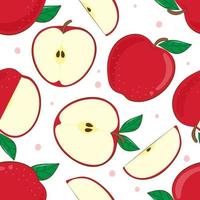Frutas de manzana roja de patrones sin fisuras aisladas sobre fondo blanco vector